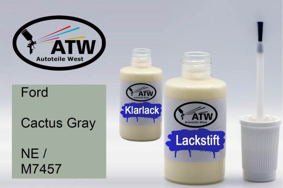 Ford, Cactus Gray, NE / M7457: 20ml Lackstift + 20ml Klarlack - Set, von ATW Autoteile West.